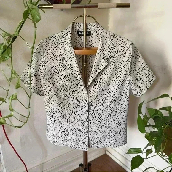 90s Vtg Briggs Patterned Button Blouse - Size 10P - Picture 3 of 10